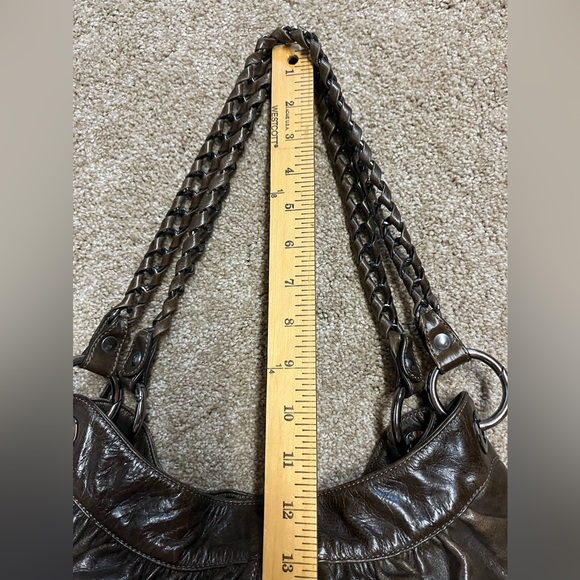 Abro-Large Hobo Shoulder bag Chocolate Brown Distressed leather w/ gunmetal-EUC - Picture 8 of 13